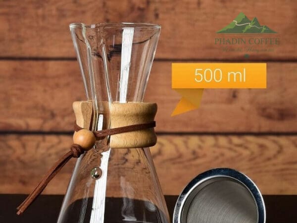 Bình pha Chemex 3 cups tay cầm bằng gỗ