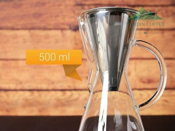 Bình pha Chemex 3 cups tay cầm bằng thuỷ tinh