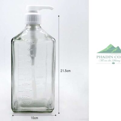Bình bơm đường thủy tinh 1100ml có vòi pump 10cc