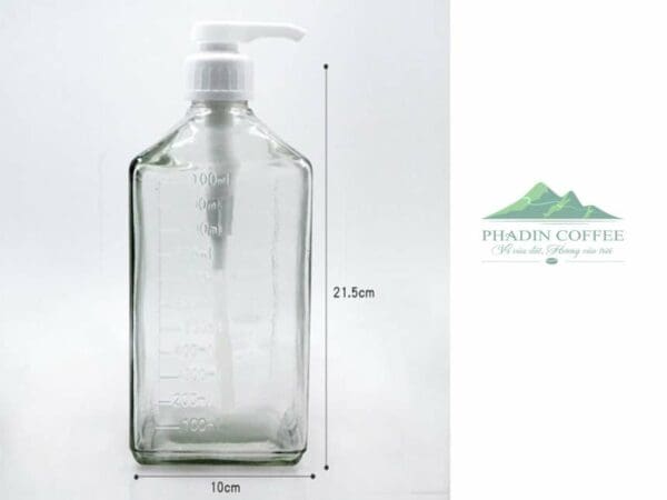 Bình bơm đường thủy tinh 1100ml có vòi pump 10cc