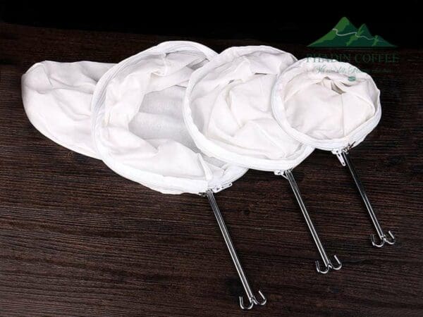 Vợt lọc trà vừa: sâu 32cm, đường kính 19cm, dài 34.5cm