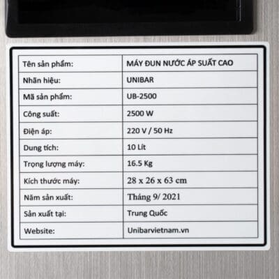 Máy đun nước nóng | Máy sục hơi sữa áp suất cao Unibar-2500
