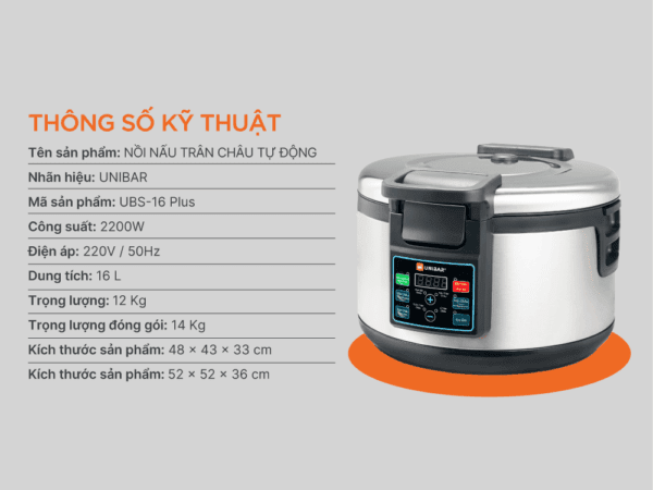 Nồi nấu trân châu tự động Unibar UBSK-16PLUS