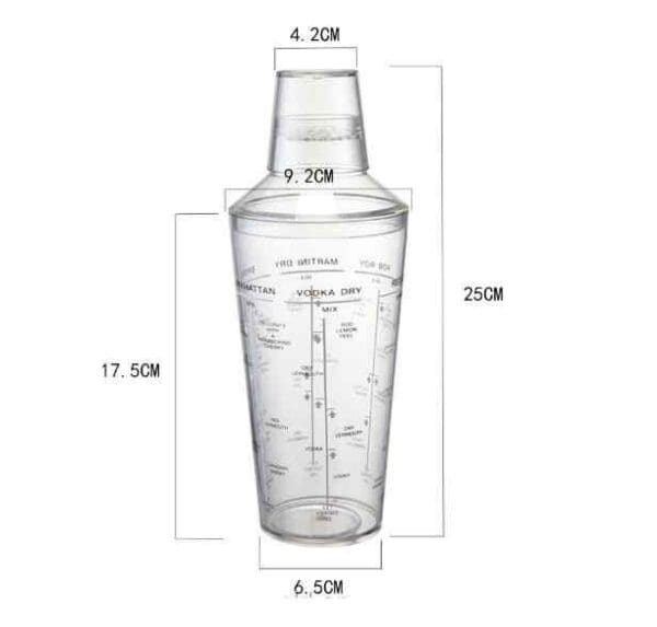 Bình lắc shaker | Bình lắc pha chế cao cấp | Nhựa PC trong suốt | Vạch đậm | 700ml