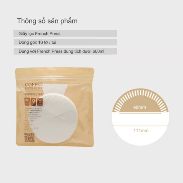 Giấy lọc French Press Timemore | Hộp 10 tờ