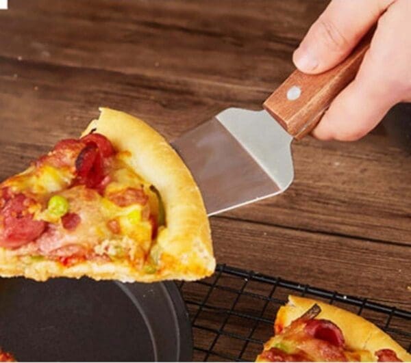 Dao xúc bánh tam giác | Inox cán gỗ | Dùng xúc Pizza, bánh ngọt
