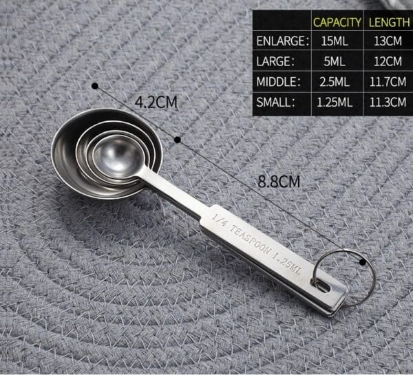 Bộ thìa đong inox | Thìa định lượng inox | 4 chiếc