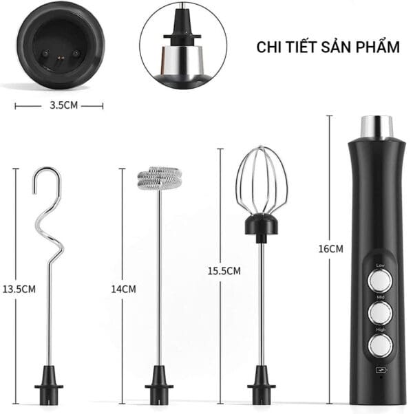 Máy tạo bọt cà phê, đánh trứng cầm tay mini cao cấp EW-071