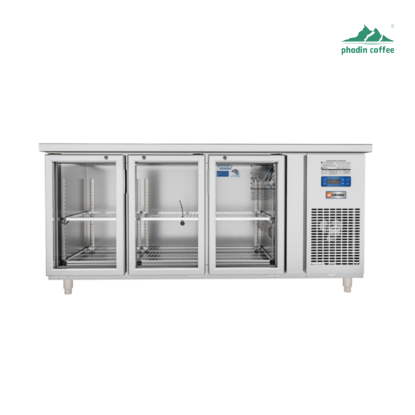 Tủ bàn mát quạt gió Unibar 3 cánh mở kính 1800x750x850
