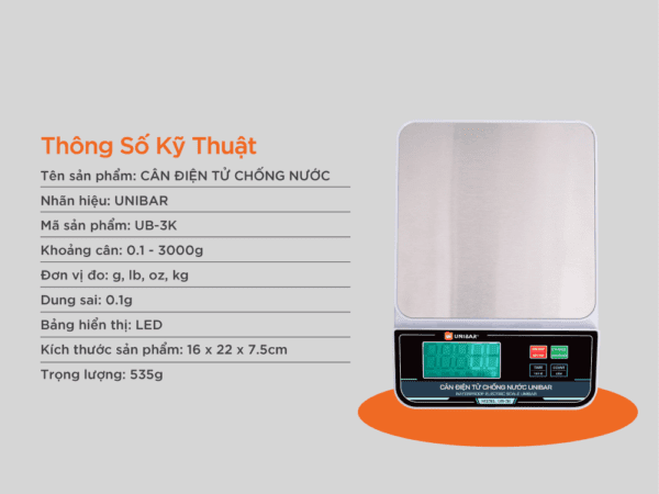 Cân điện tử chống nước Unibar UDC-3K