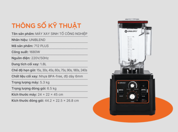 Máy xay sinh tố công nghiệp Uniblend 712PLUS