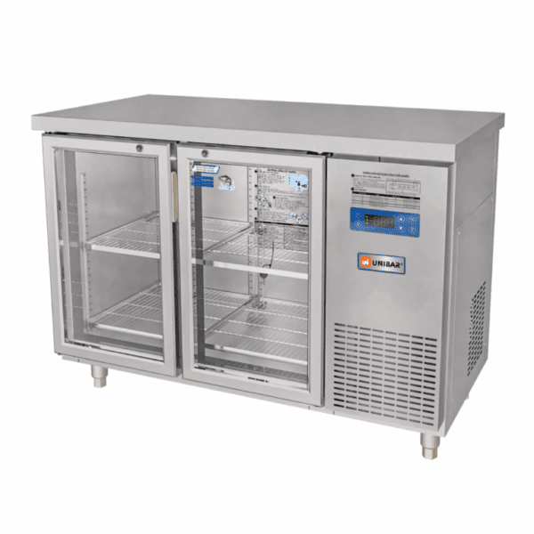 Tủ bàn mát quạt gió Unibar 2 cánh mở kính 1200x750x850