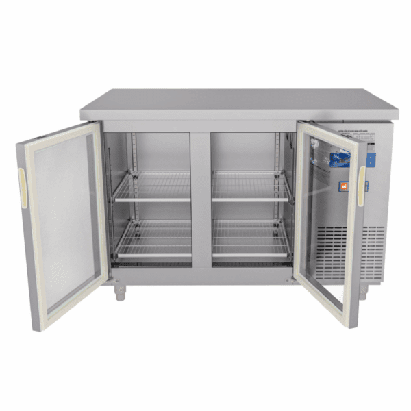 Tủ bàn mát quạt gió Unibar 2 cánh mở kính 1200x750x850