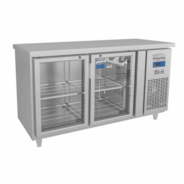 Tủ bàn mát quạt gió Unibar 2 cánh mở kính 1500x750x850