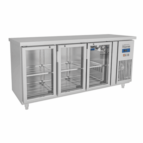 Tủ bàn mát quạt gió Unibar 3 cánh mở kính 1800x750x850
