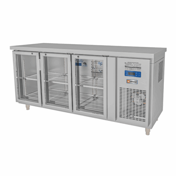 Tủ bàn mát quạt gió Unibar 3 cánh mở kính 1800x750x850