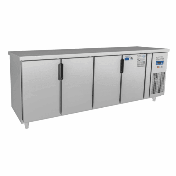 Tủ bàn mát quạt gió Unibar 4 cánh mở inox 2250x750x850