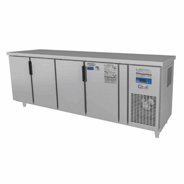 Tủ bàn mát quạt gió Unibar 4 cánh mở inox 2250x750x850