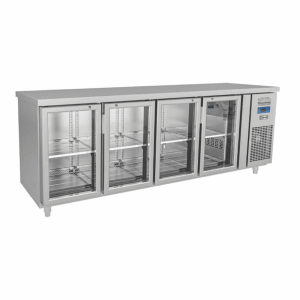 Tủ bàn mát quạt gió Unibar 4 cánh mở kính 2250x750x850