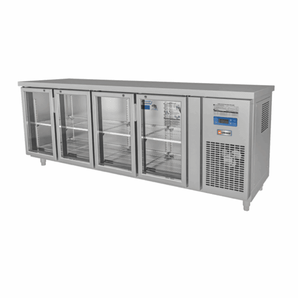 Tủ bàn mát quạt gió Unibar 4 cánh mở kính 2250x750x850