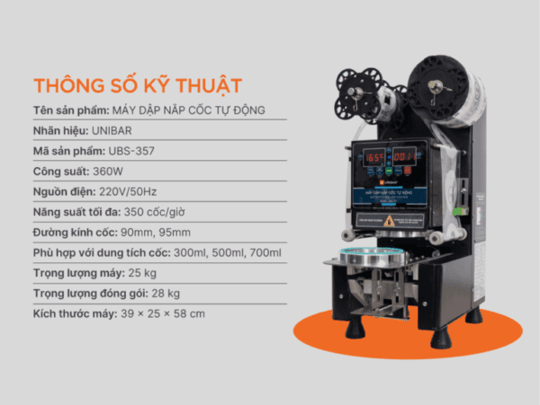 Máy dập nắp cốc tự động Unibar UBS-357