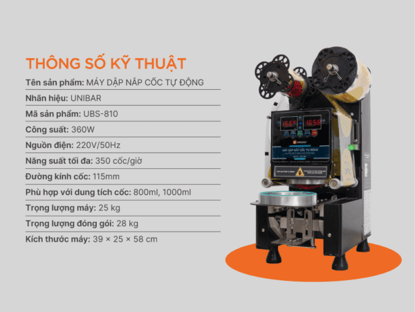 Máy dập nắp cốc tự động Unibar UBS-810