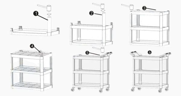 Xe thu dọn thức ăn 3 tầng