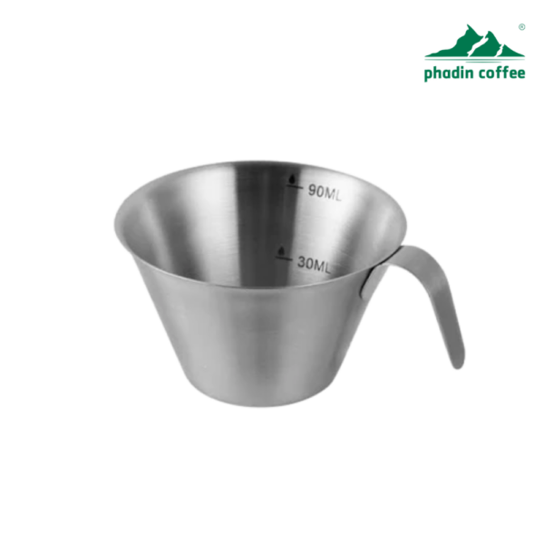 Cốc đong kim loại dùng cho máy pha cà phê Espresso – chất liệu thép không gỉ 304, có vạch chia, dung tích 100ml