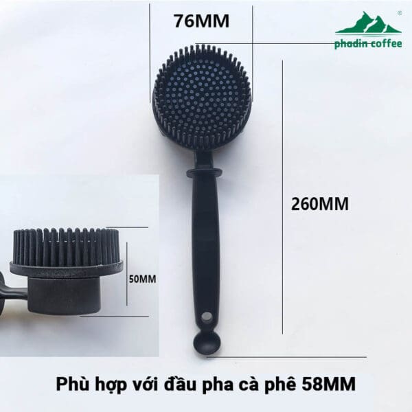 Bàn chải vệ sinh đầu pha máy cà phê – chất liệu silicone, thiết kế cong tròn, dùng để làm sạch lưới lọc và đầu vòi chiết xuất