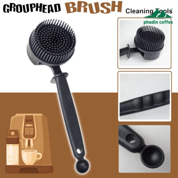 Bàn chải vệ sinh đầu pha máy cà phê – chất liệu silicone, thiết kế cong tròn, dùng để làm sạch lưới lọc và đầu vòi chiết xuất