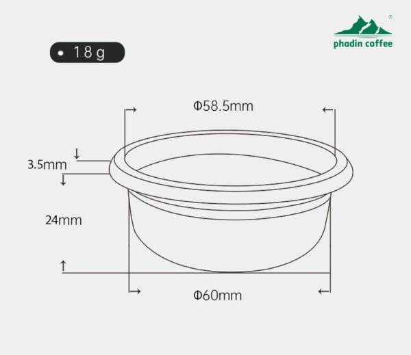 Bộ lọc (basket) chiết xuất chính xác dành cho máy pha cà phê Espresso, đường kính 51 / 53 / 58mm, dung tích bột: 18g / 20g / 22g – thiết kế chuẩn cho chiết xuất chuyên nghiệp.