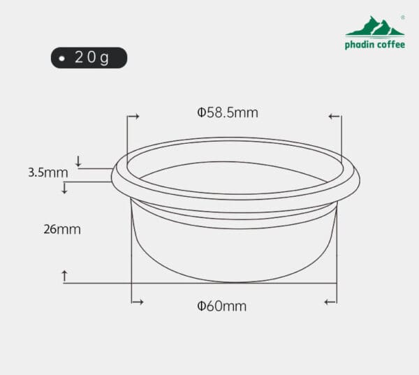 Bộ lọc (basket) chiết xuất chính xác dành cho máy pha cà phê Espresso, đường kính 51 / 53 / 58mm, dung tích bột: 18g / 20g / 22g – thiết kế chuẩn cho chiết xuất chuyên nghiệp.