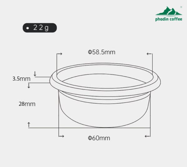 Bộ lọc (basket) chiết xuất chính xác dành cho máy pha cà phê Espresso, đường kính 51 / 53 / 58mm, dung tích bột: 18g / 20g / 22g – thiết kế chuẩn cho chiết xuất chuyên nghiệp.