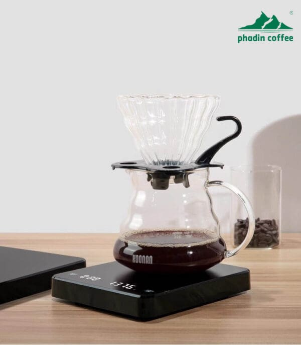 Cân điện tử mini Foresto pha cà phê pour-over – chính xác, nhỏ gọn, dùng cho gia đình hoặc quán, chuyên dụng để cân cà phê hạt và bấm giờ tự động
