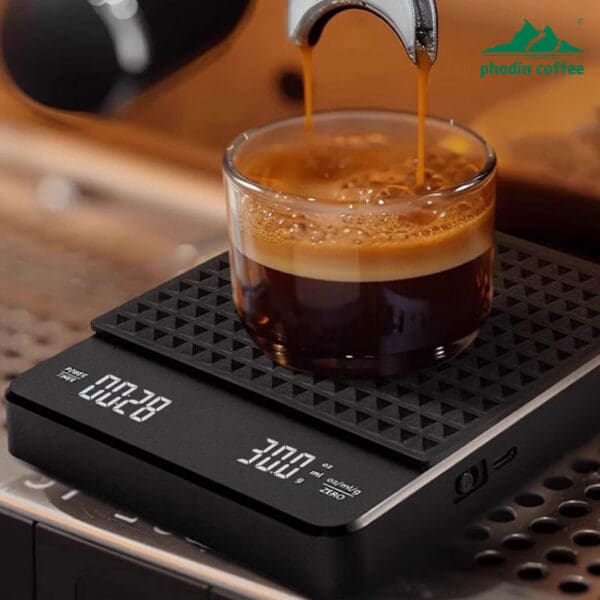 Cân điện tử mini Foresto pha cà phê pour-over – chính xác, nhỏ gọn, dùng cho gia đình hoặc quán, chuyên dụng để cân cà phê hạt và bấm giờ tự động