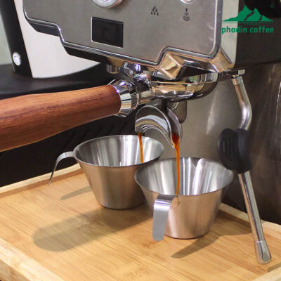Cốc đong kim loại dùng cho máy pha cà phê Espresso – chất liệu thép không gỉ 304, có vạch chia, dung tích 100ml