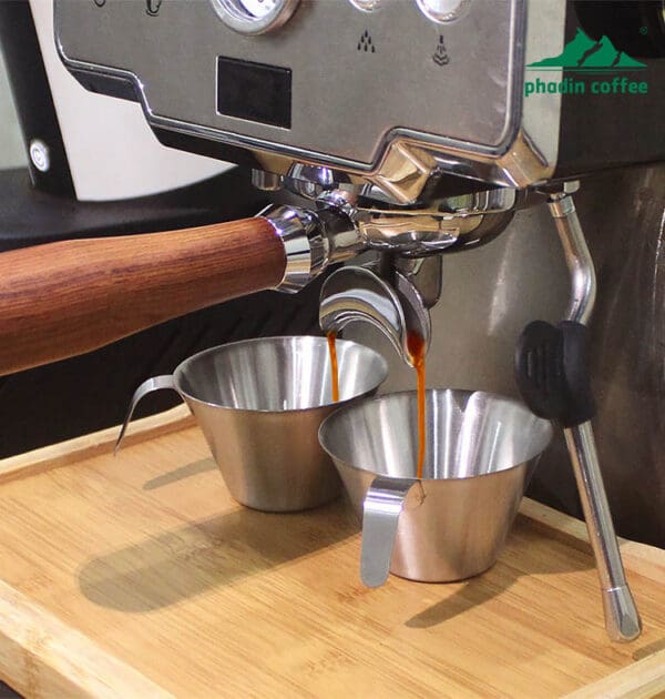 Cốc đong kim loại dùng cho máy pha cà phê Espresso – chất liệu thép không gỉ 304, có vạch chia, dung tích 100ml