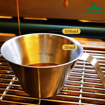 Cốc đong kim loại dùng cho máy pha cà phê Espresso – chất liệu thép không gỉ 304, có vạch chia, dung tích 100ml