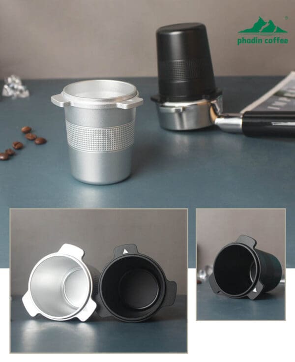 Cốc hứng bột cà phê bằng thép không gỉ 304 – dùng cho tay cầm máy pha cà phê Espresso, kiêm cốc ngửi hương, tương thích với máy xay EK43 và nhiều dòng máy khác