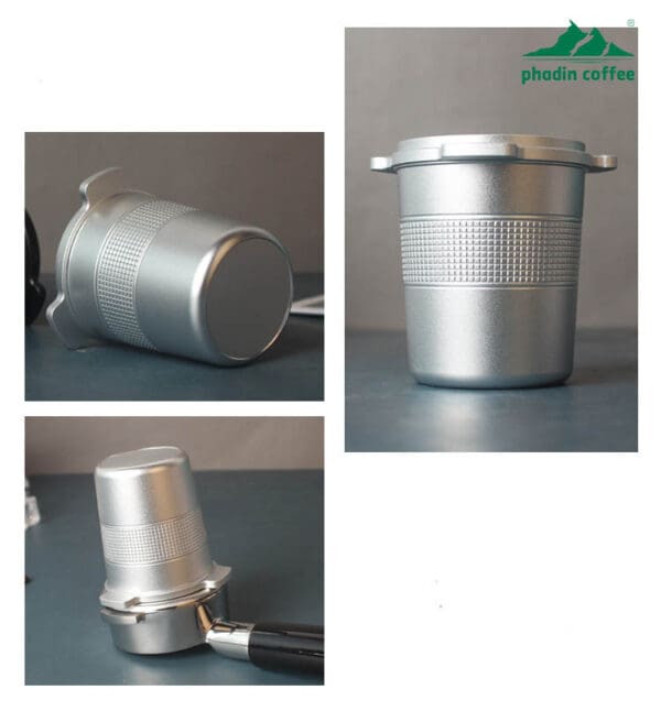 Cốc hứng bột cà phê bằng thép không gỉ 304 – dùng cho tay cầm máy pha cà phê Espresso, kiêm cốc ngửi hương, tương thích với máy xay EK43 và nhiều dòng máy khác