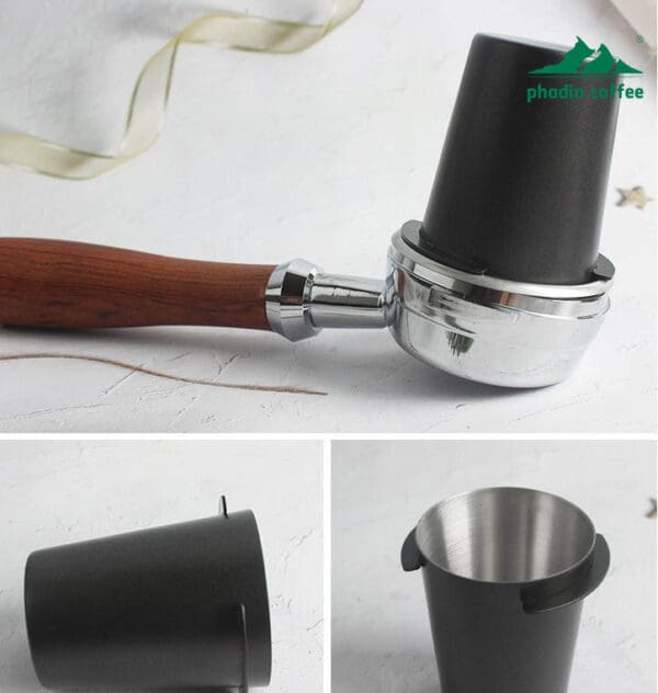 Cốc hứng bột cà phê bằng thép không gỉ 304 – dùng cho tay cầm máy pha cà phê Espresso, kiêm cốc ngửi hương, tương thích với máy xay EK43 và nhiều dòng máy khác