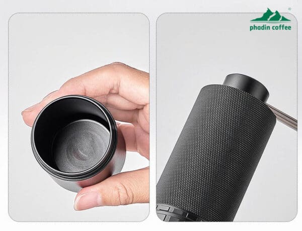 Máy xay cà phê cầm tay mini – thiết kế lưới chống trượt, lưỡi nghiền bằng thép không gỉ, có thể điều chỉnh độ mịn, tay quay có thể gập gọn, tiện m...