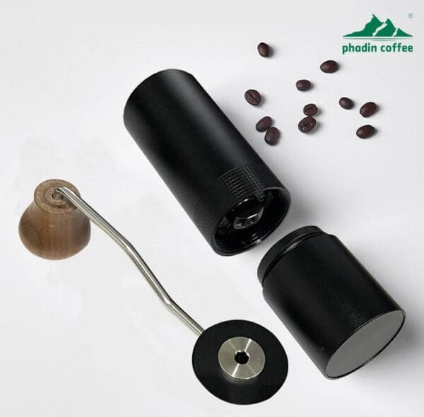 Máy xay cà phê cầm tay mini – thiết kế lưới chống trượt, lưỡi nghiền bằng thép không gỉ, có thể điều chỉnh độ mịn, tay quay có thể gập gọn, tiện m...