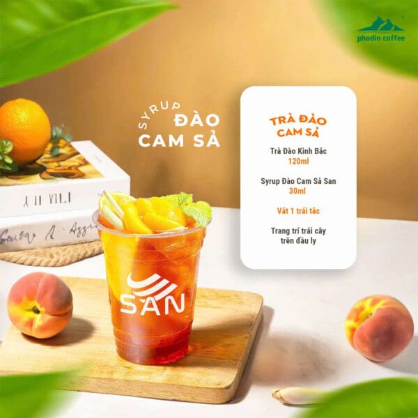 Syrup đào cam sả - Chai 1kg