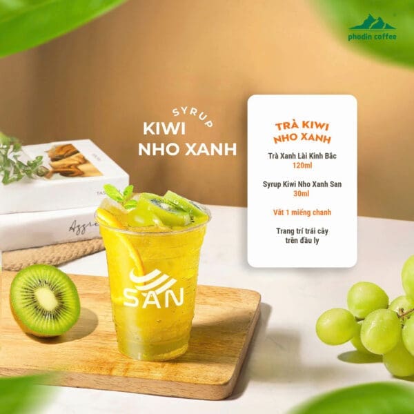 Syrup kiwi nho xanh - Chai 1kg