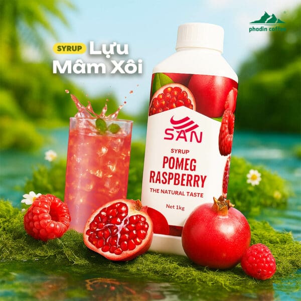 Syrup lựu đỏ mâm xôi - Chai 1kg