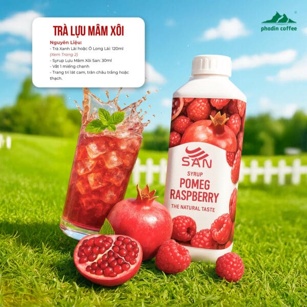 Syrup lựu đỏ mâm xôi - Chai 1kg