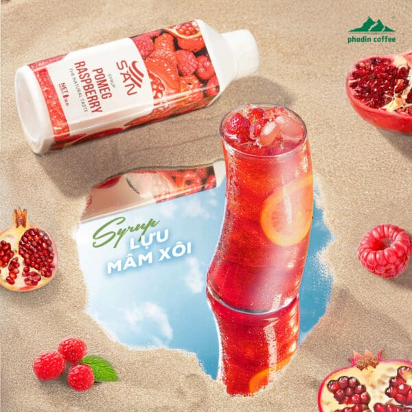 Syrup lựu đỏ mâm xôi - Chai 1kg