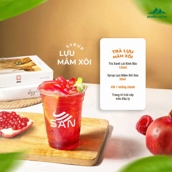 Syrup lựu đỏ mâm xôi - Chai 1kg