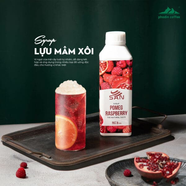 Syrup lựu đỏ mâm xôi - Chai 1kg